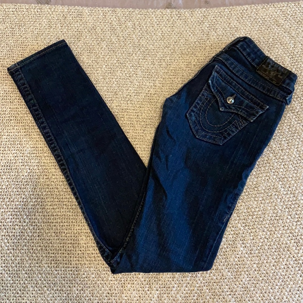 True Religion Dark Washed Skinny Jean Size 24